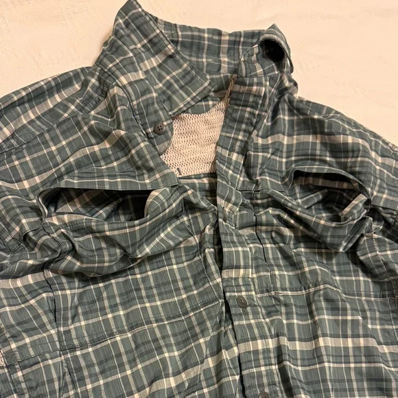 REI Green Plaid Long Sleeve Button Up Shirt - Picture 3 of 7